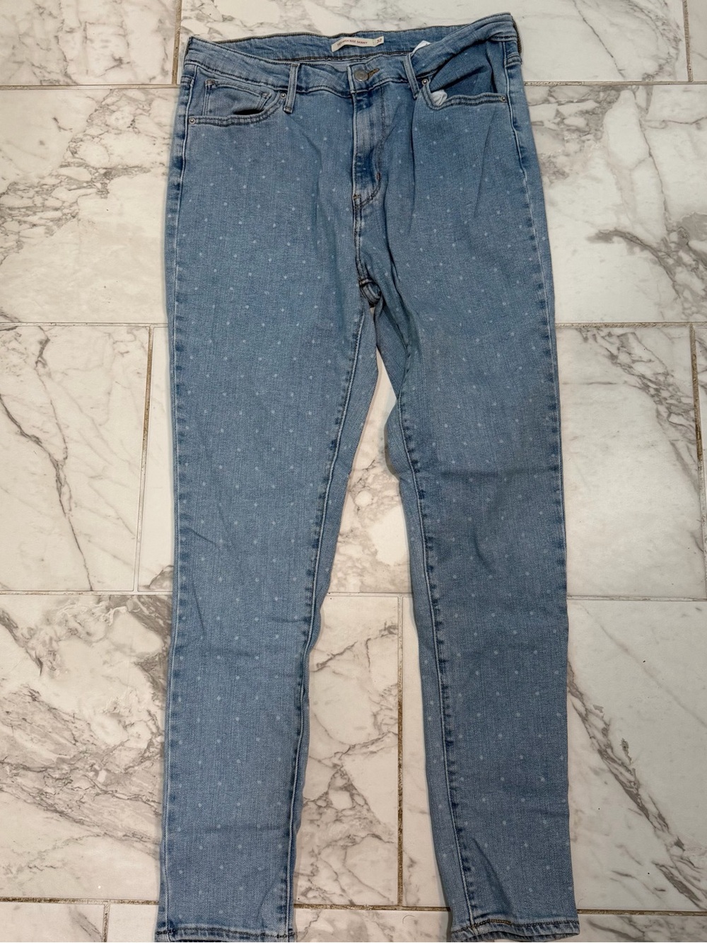 Levi's Light Blue Polka Dot Skinny Jeans